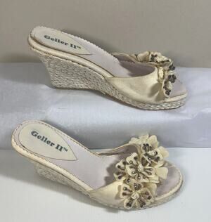 Vintage Geller II Floral Beaded Mules-Size 7.5